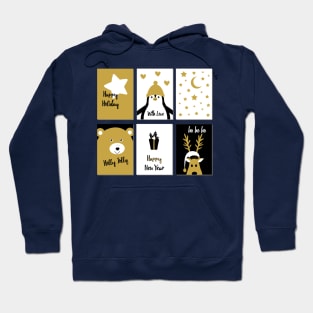 Merry Christmas cards 2 - black, white and gold Hoodie